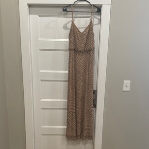 Adrianna Papell Elegant Beaded Evening Maxi Dress